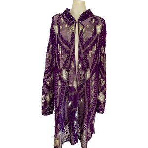 Vintage TAN CHO sequin duster, purple beaded sequin jacket embellished coat